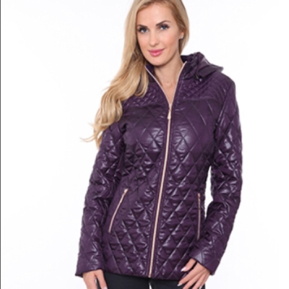 White mark winter collection purple puffer coat